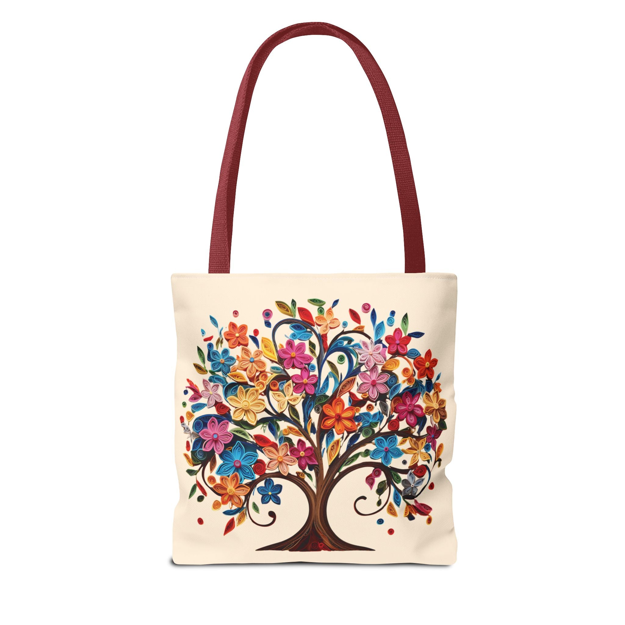 Colorful Floral Tree Polyester Tote Bag - Image 8