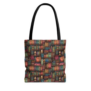 Vintage Bookshelf Polyester Tote Bag