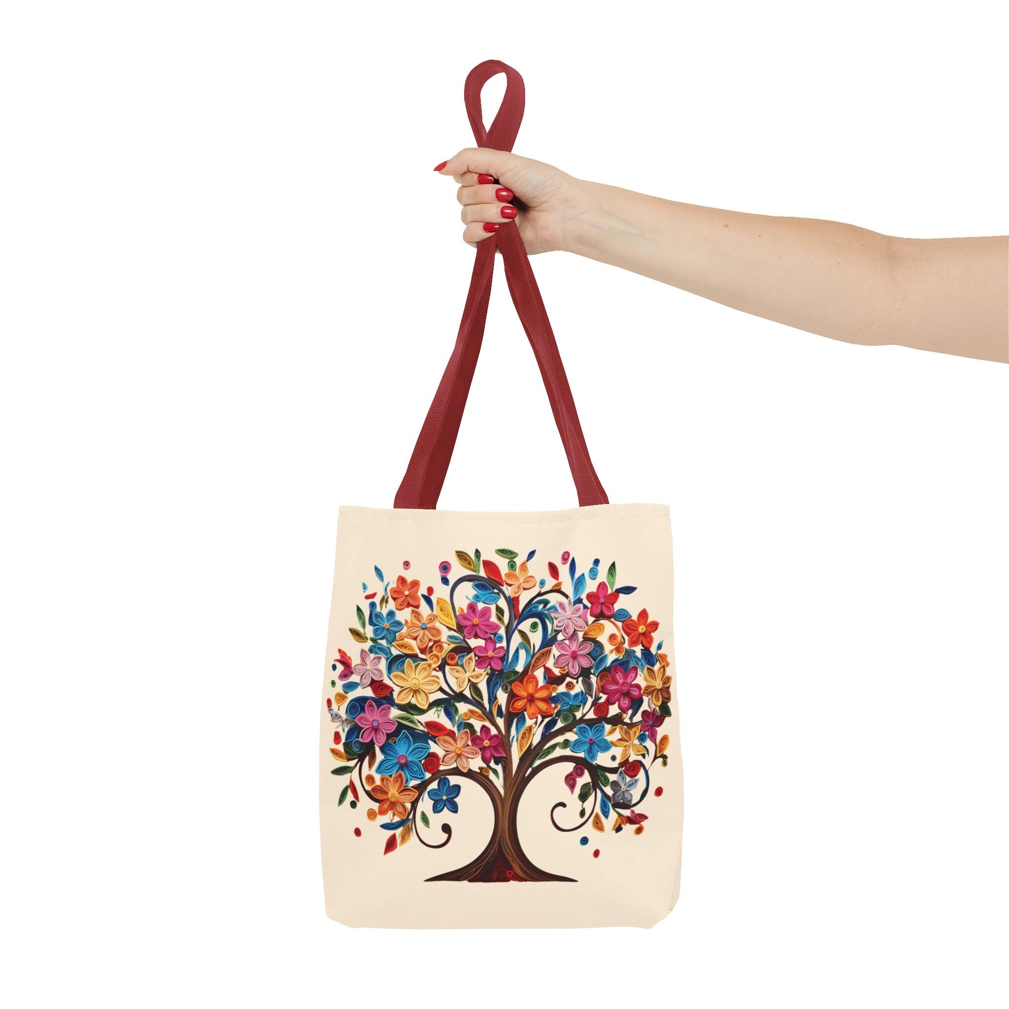 Colorful Floral Tree Polyester Tote Bag - Image 10