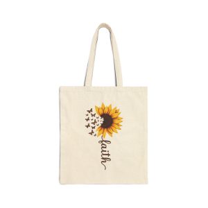 Faith Sunflower Cotton Canvas Tote Bag