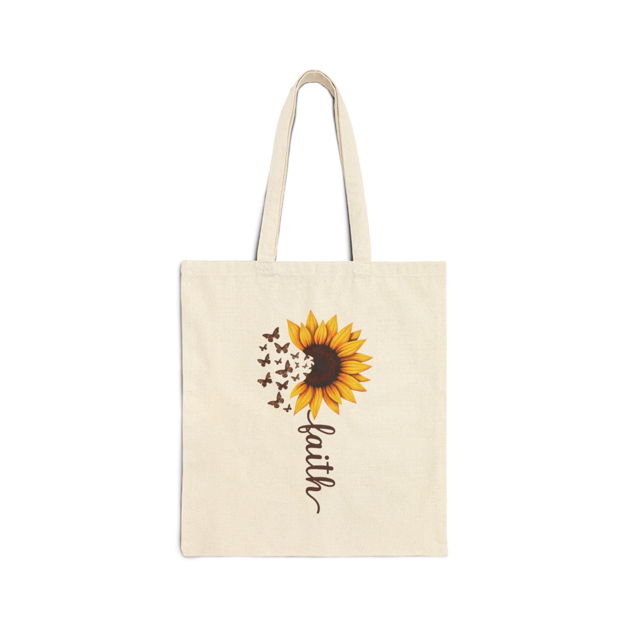 Faith Sunflower Cotton Canvas Tote Bag