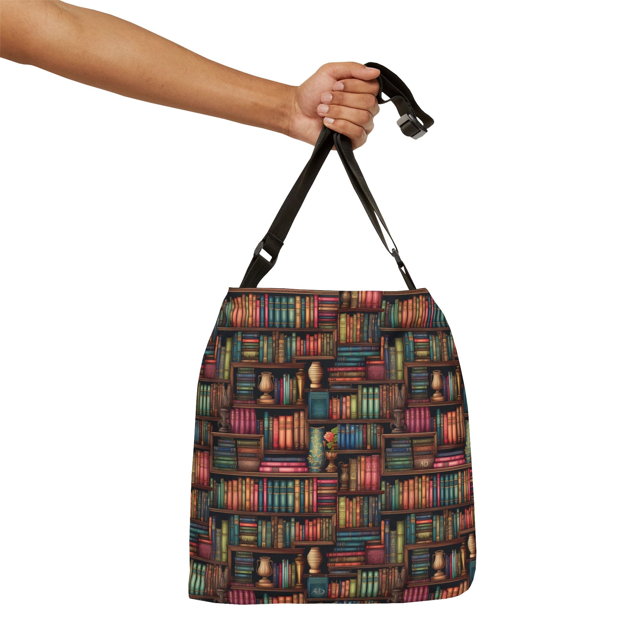 Vintage Bookshelf Adjustable Tote Bag - Image 5