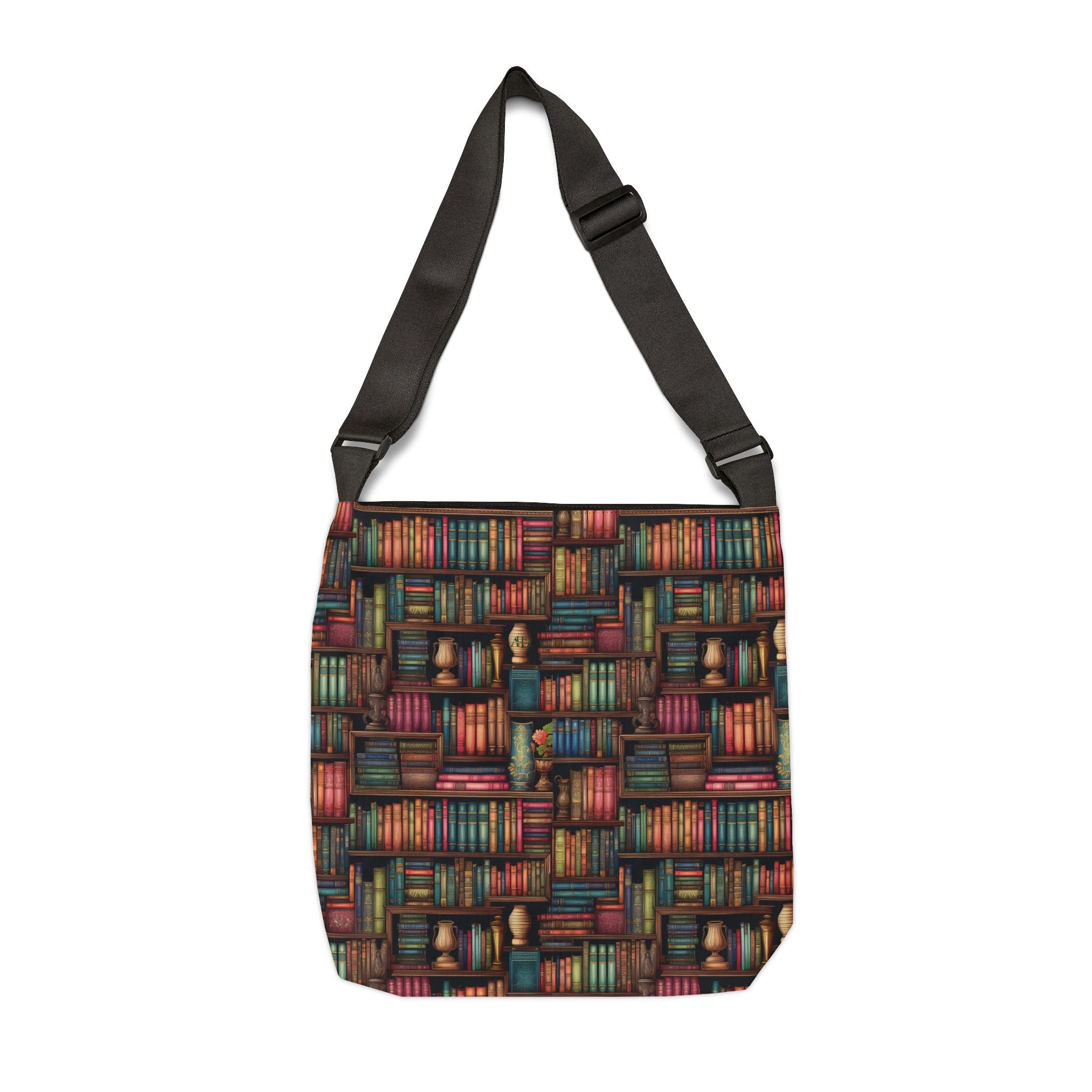 Vintage Bookshelf Adjustable Tote Bag - Image 3