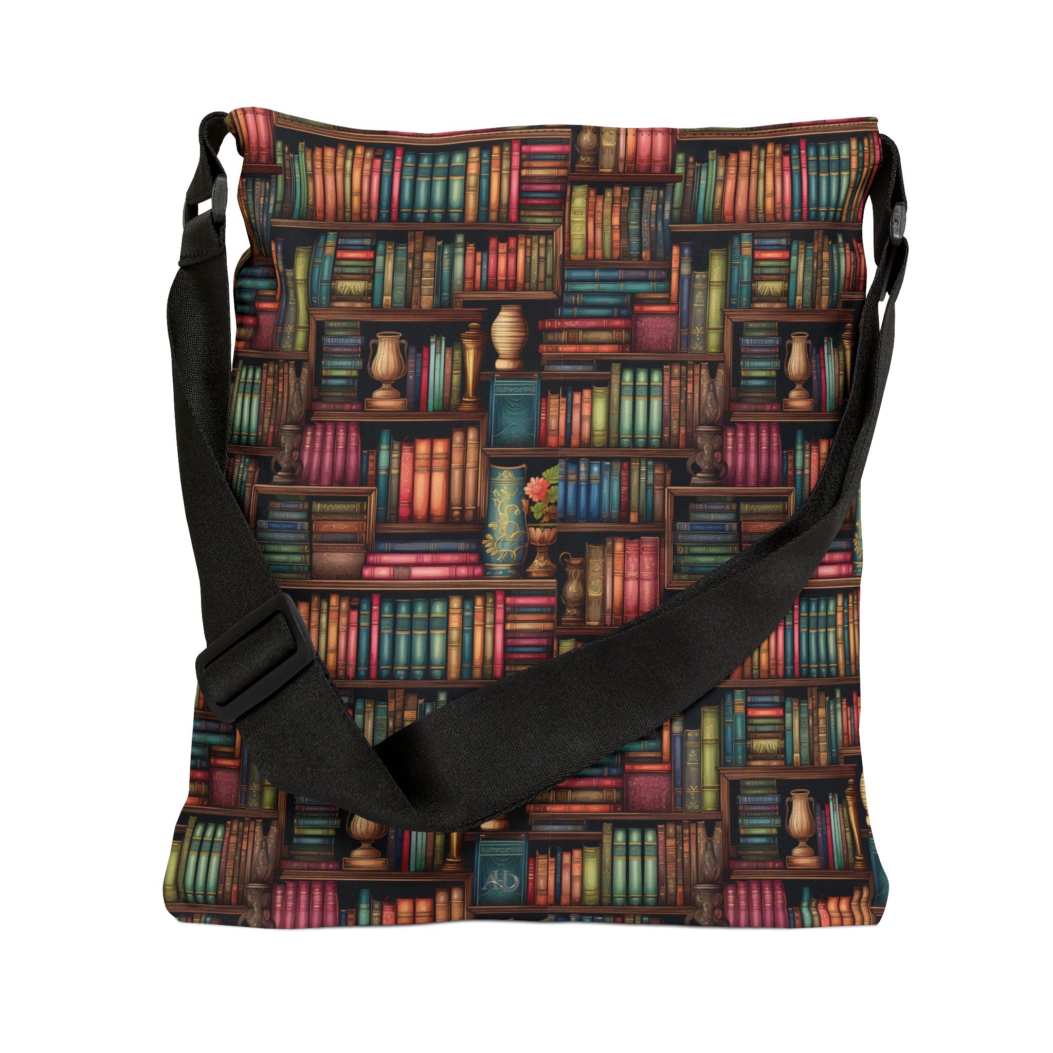 Vintage Bookshelf Adjustable Tote Bag - Image 7