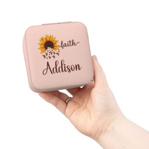 Alternative view of Personalized Faith Sunflower Travel Jewelry Case