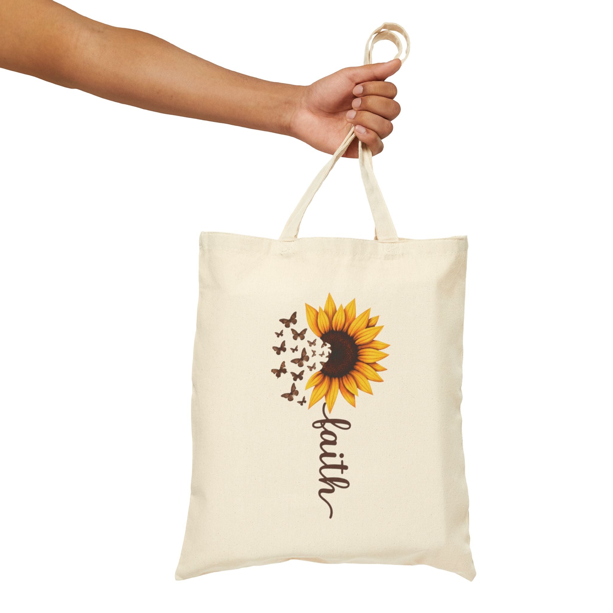 Faith Sunflower Cotton Canvas Tote Bag - Image 7