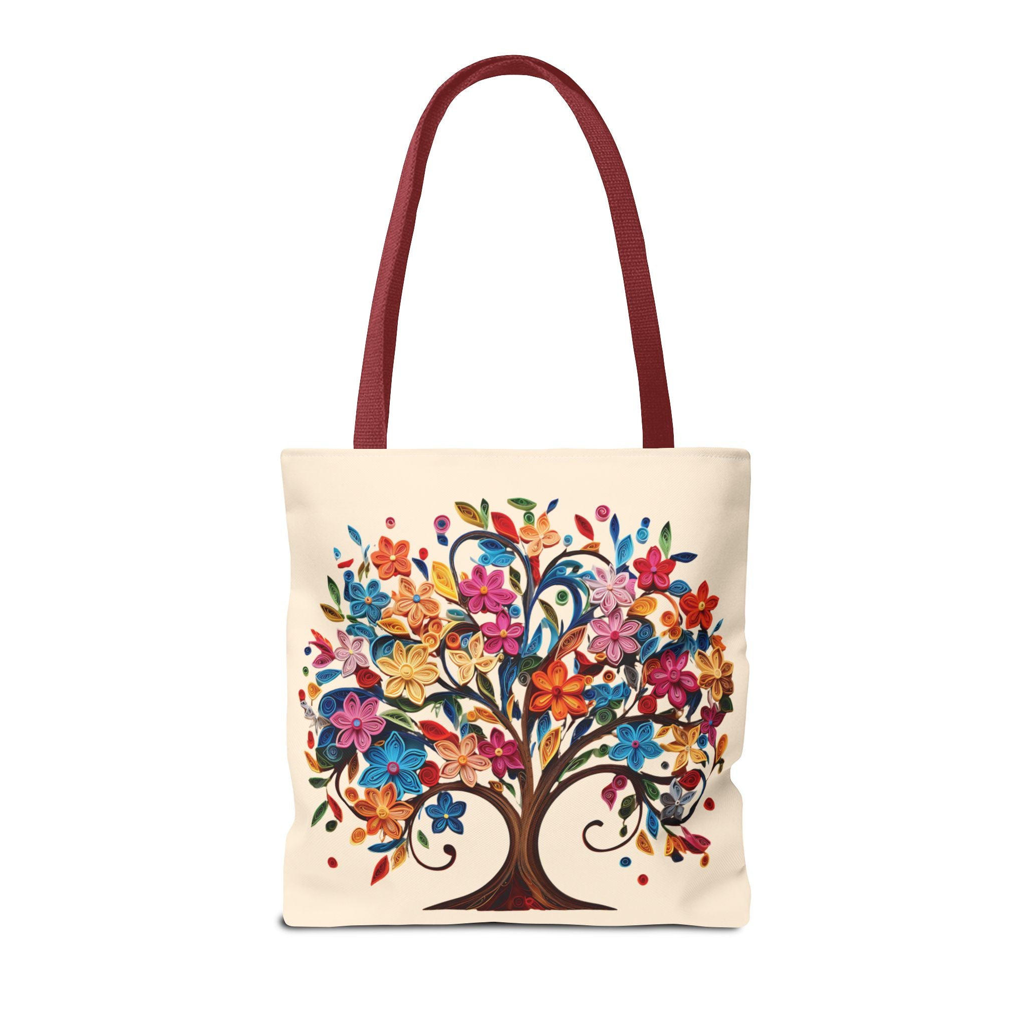 Colorful Floral Tree Polyester Tote Bag - Image 11