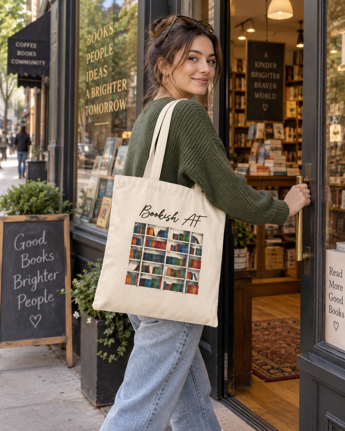 Bookish AF Canvas Tote Bag — Library Print Reusable Book Lover Gift - Image 8