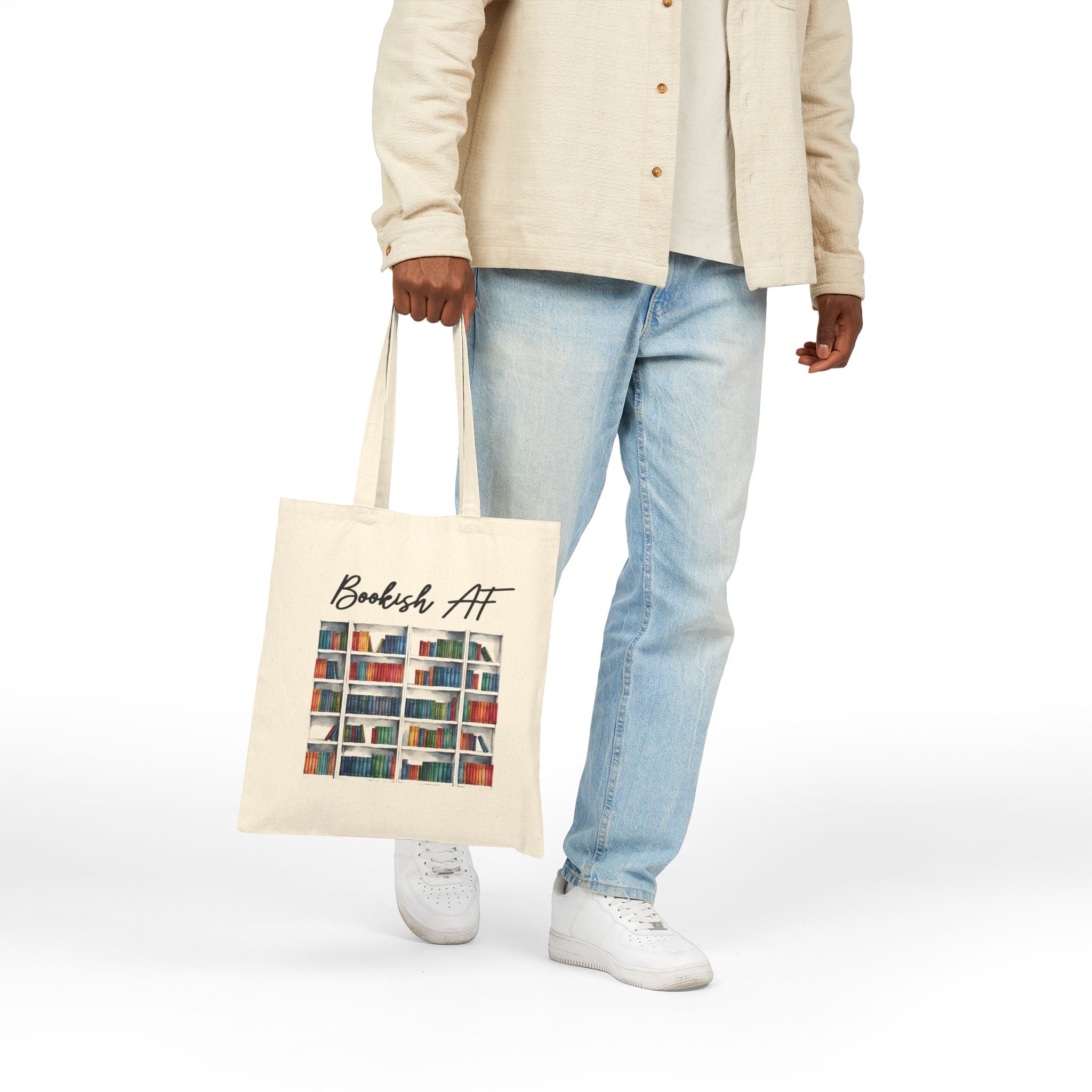 Bookish AF Canvas Tote Bag — Library Print Reusable Book Lover Gift - Image 4