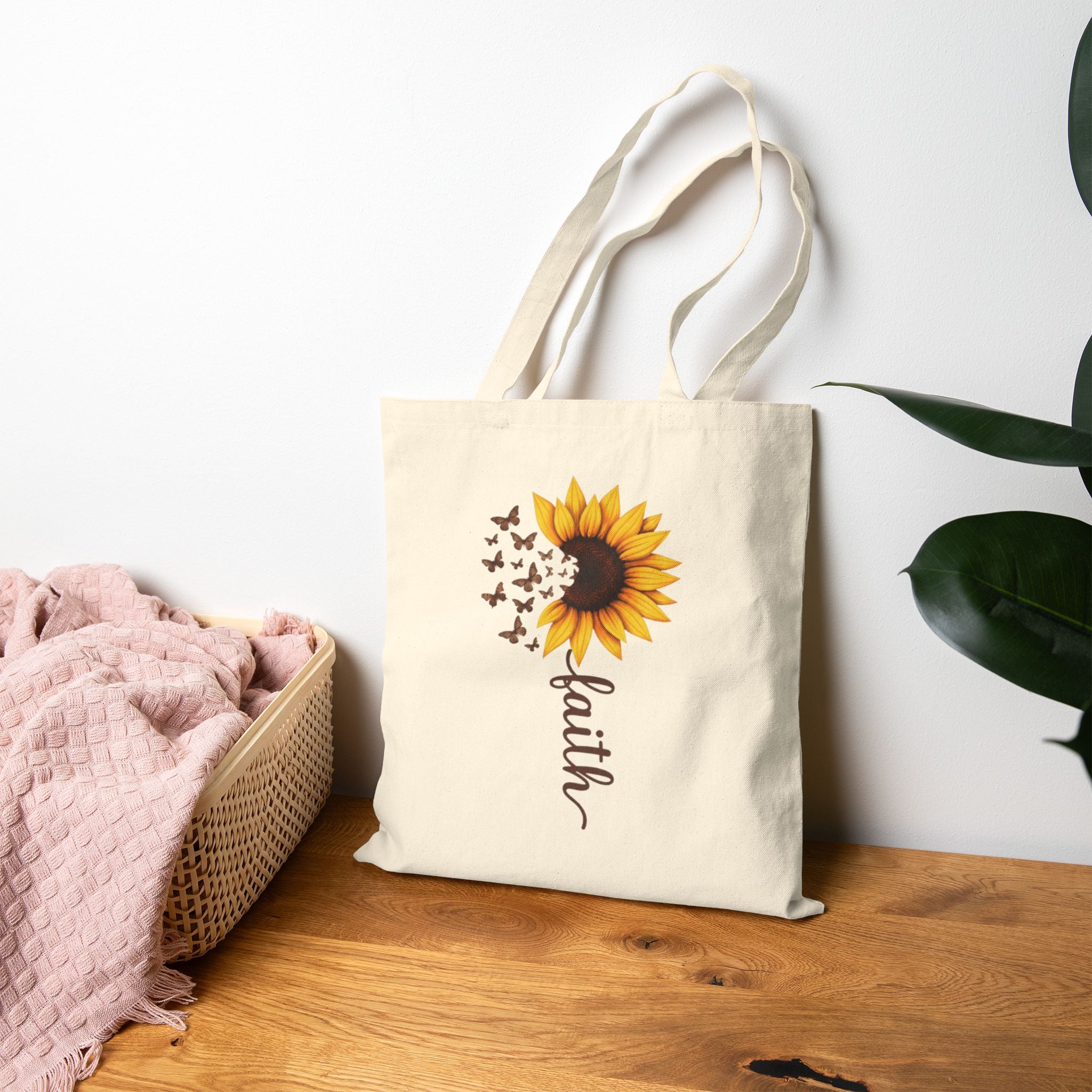 Faith Sunflower Cotton Canvas Tote Bag - Image 5