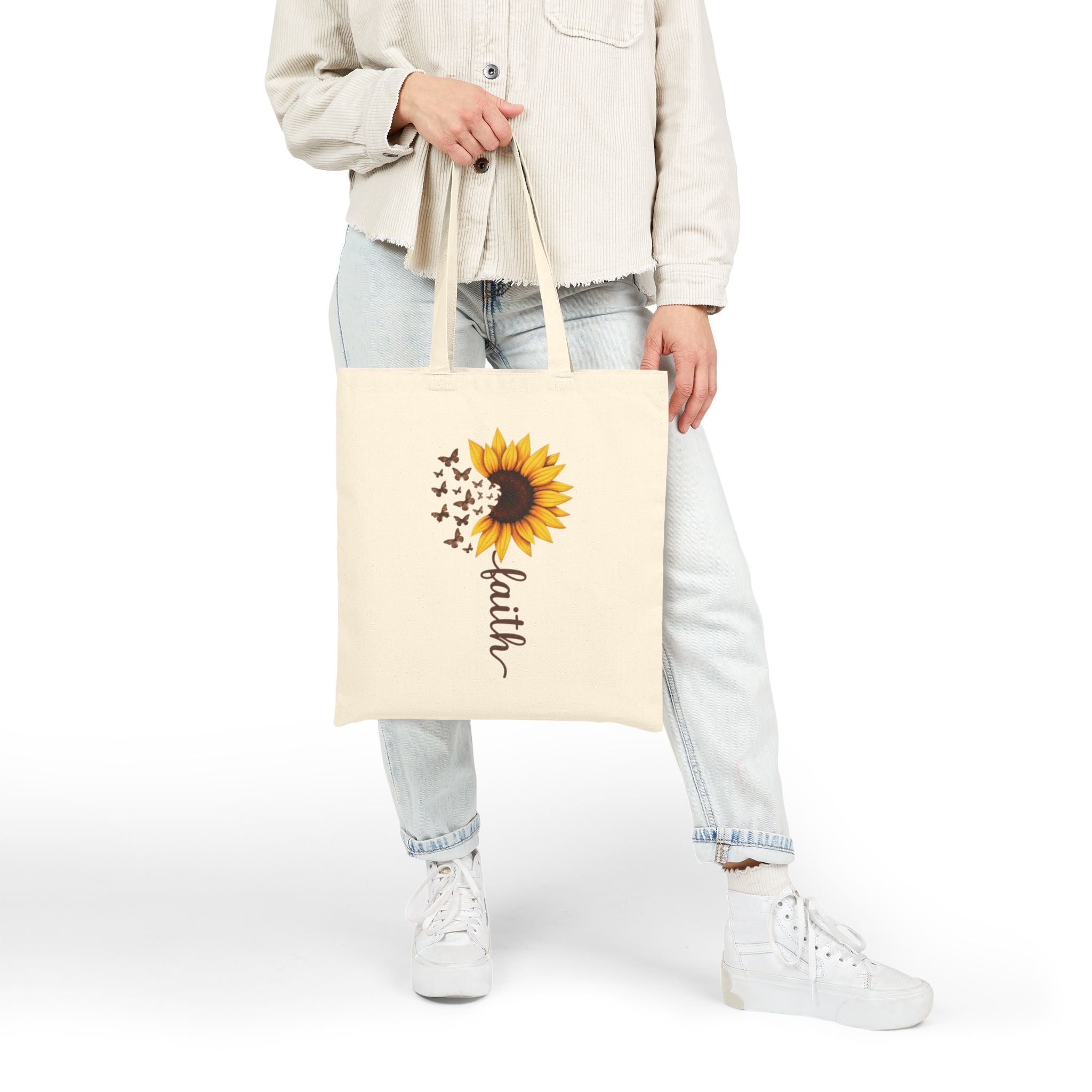 Faith Sunflower Cotton Canvas Tote Bag - Image 8