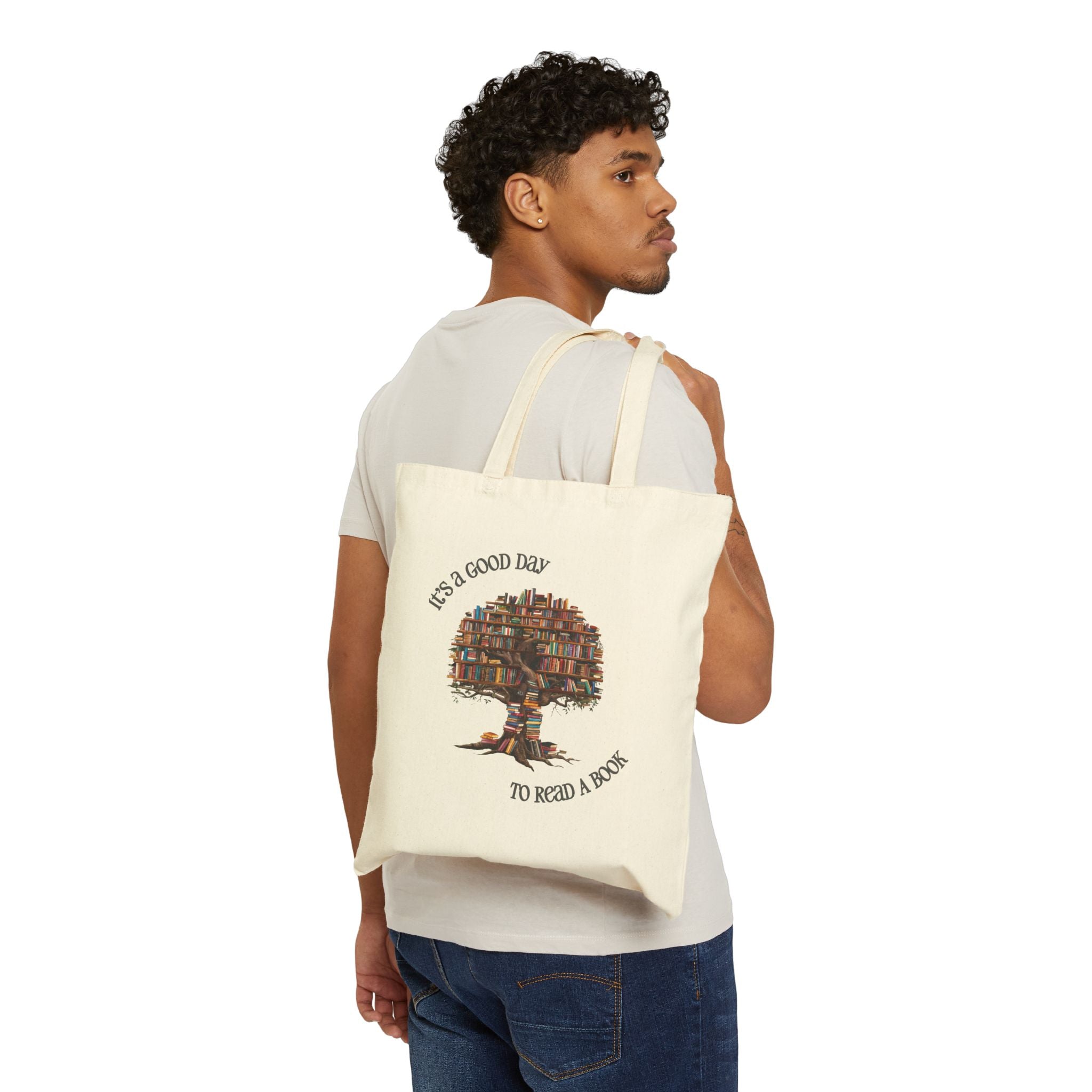 Good Day to Read a Book Cotton Canvas Tote - Image 3