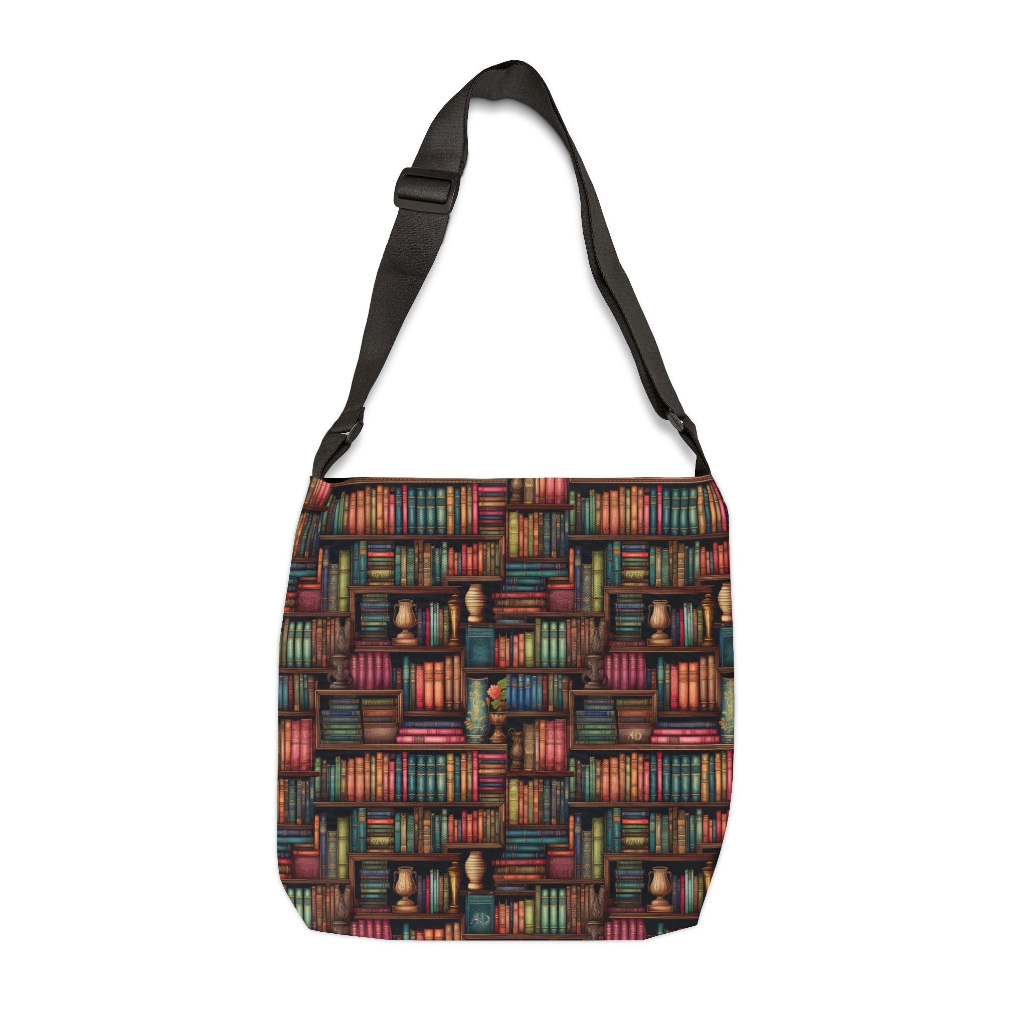 Vintage Bookshelf Adjustable Tote Bag