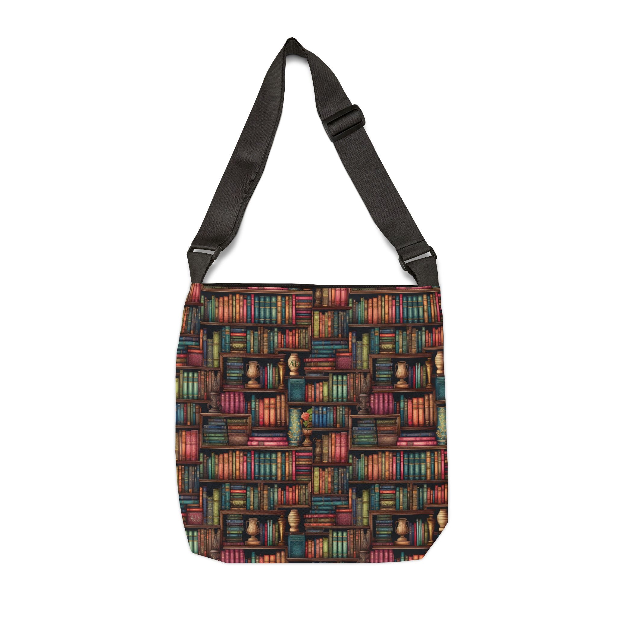 Vintage Bookshelf Adjustable Tote Bag - Image 6