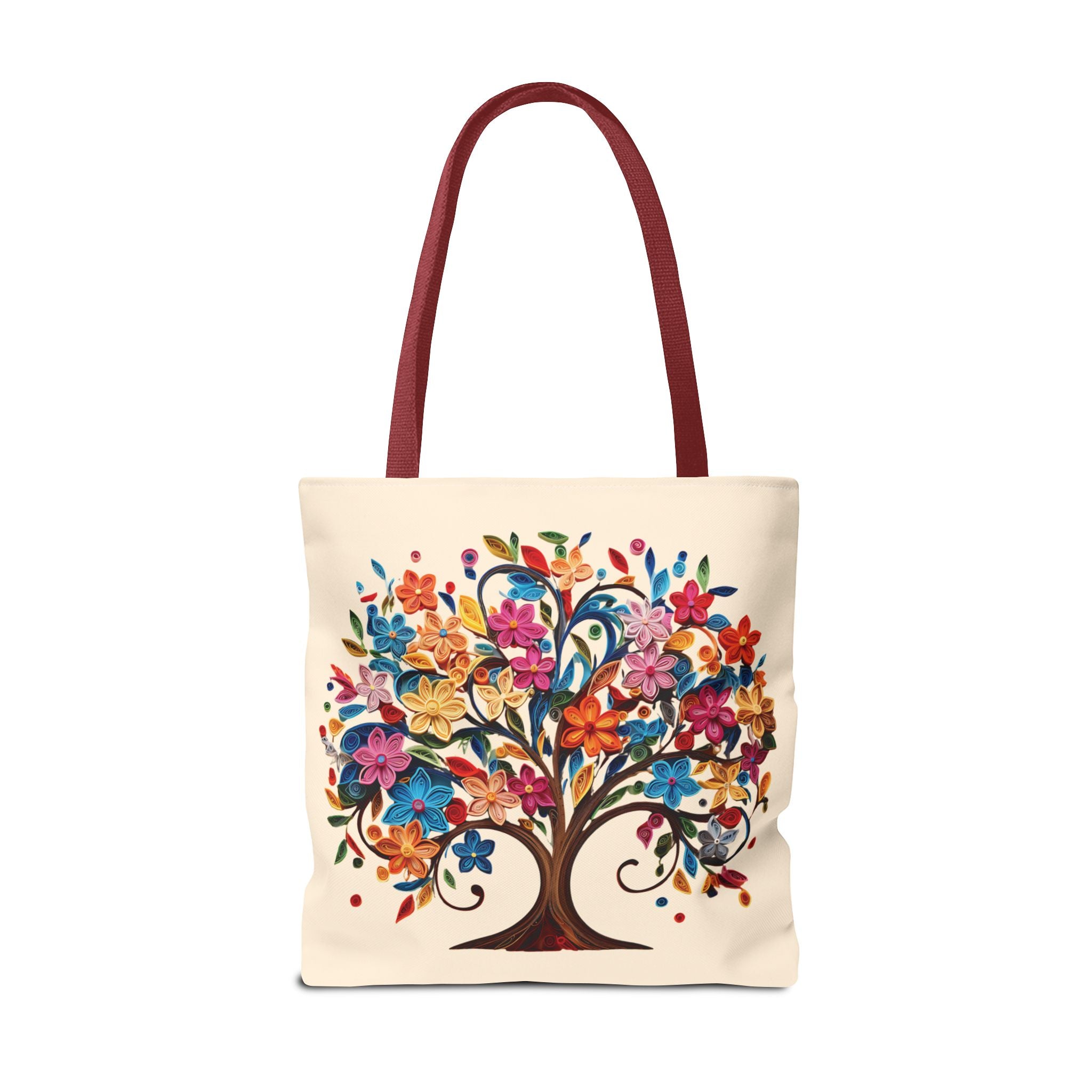 Colorful Floral Tree Polyester Tote Bag - Image 5