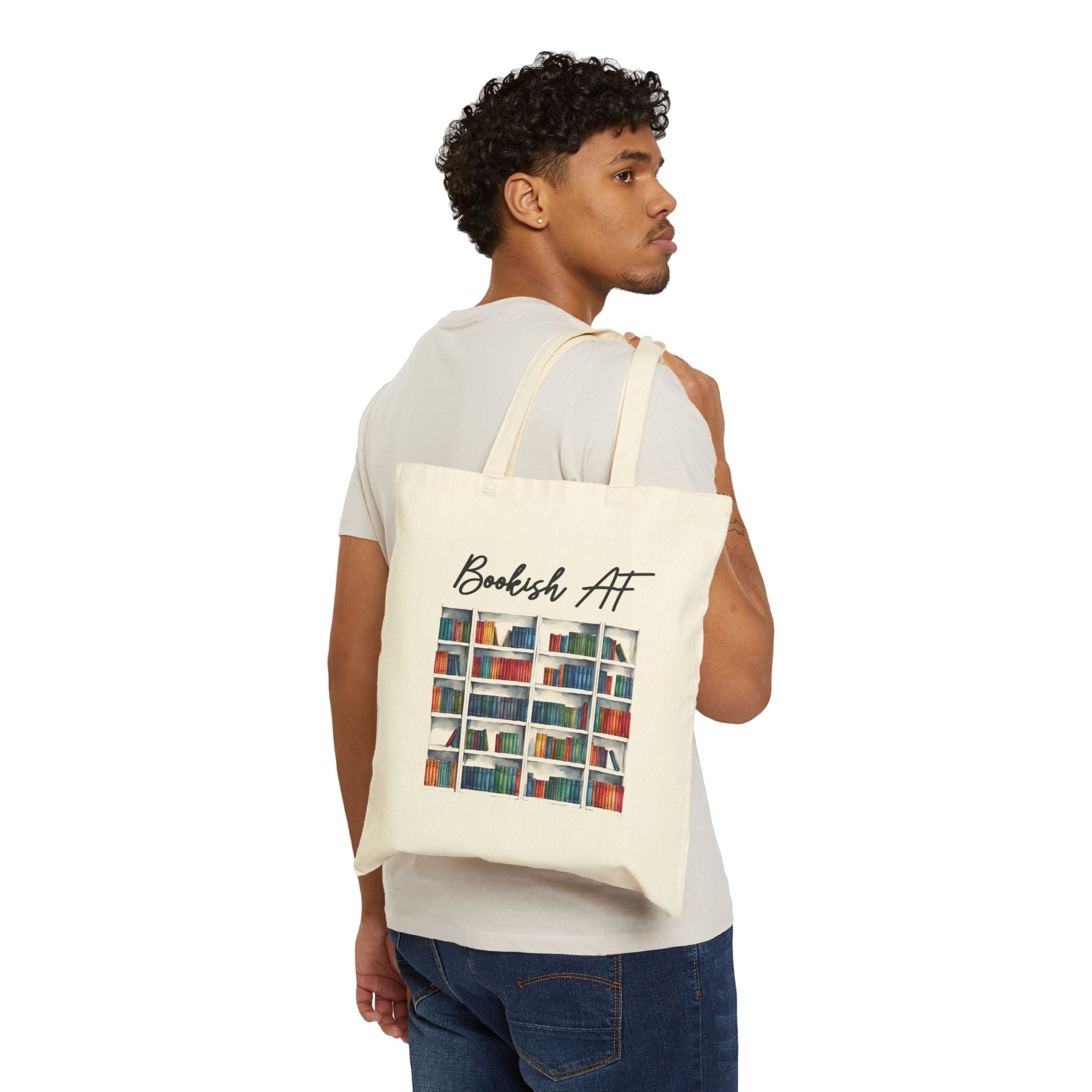 Bookish AF Canvas Tote Bag — Library Print Reusable Book Lover Gift - Image 3