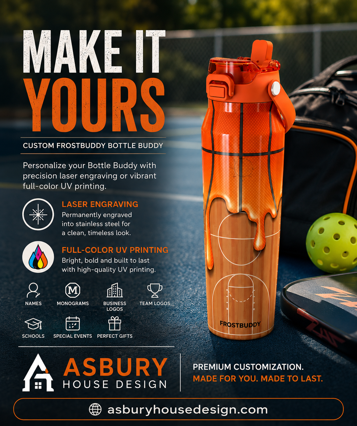 FrostBuddy Bottle Buddy 32oz - Basketball Drip - Image 2