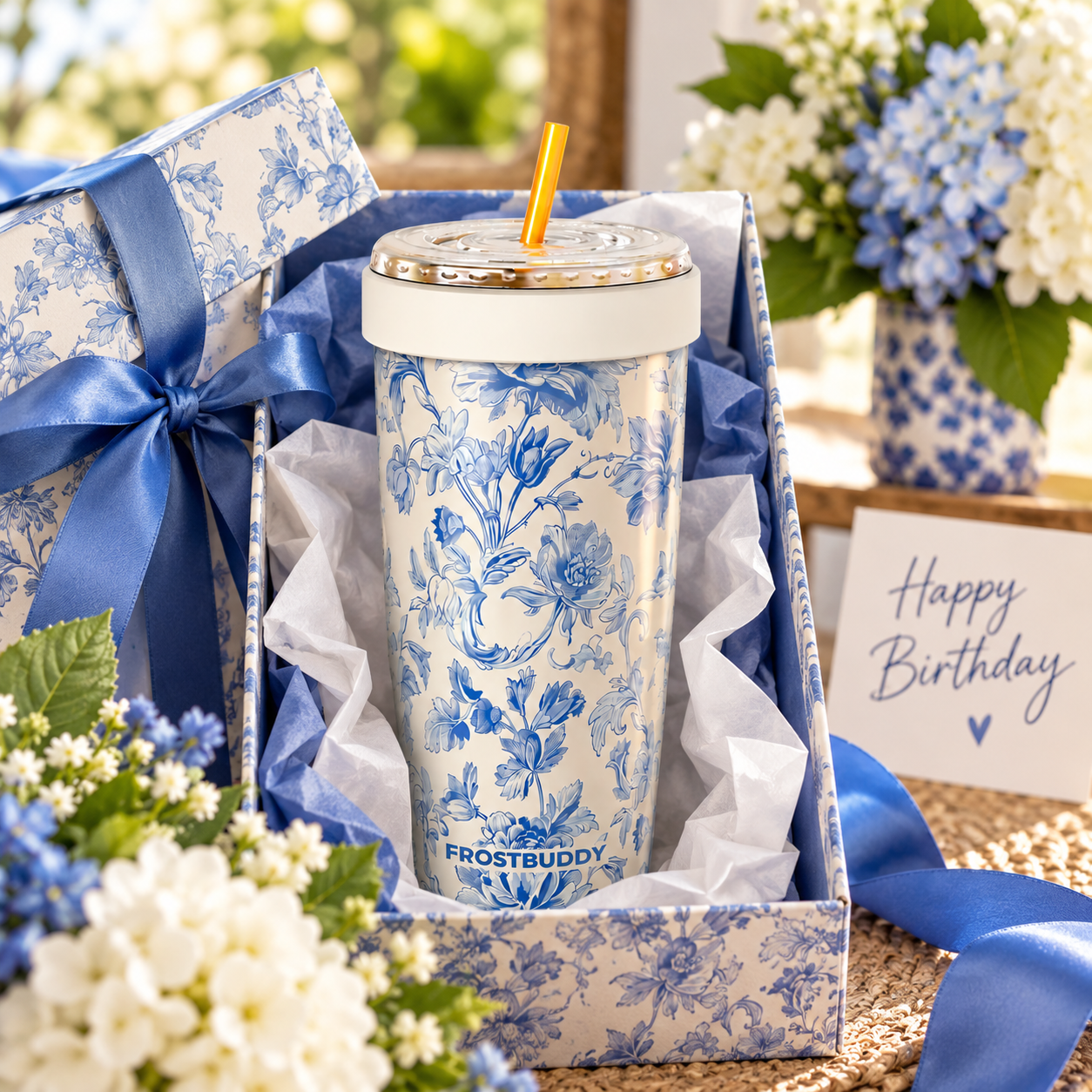 FrostBuddy To-Go Buddy 30oz - Blue Floral - Image 2