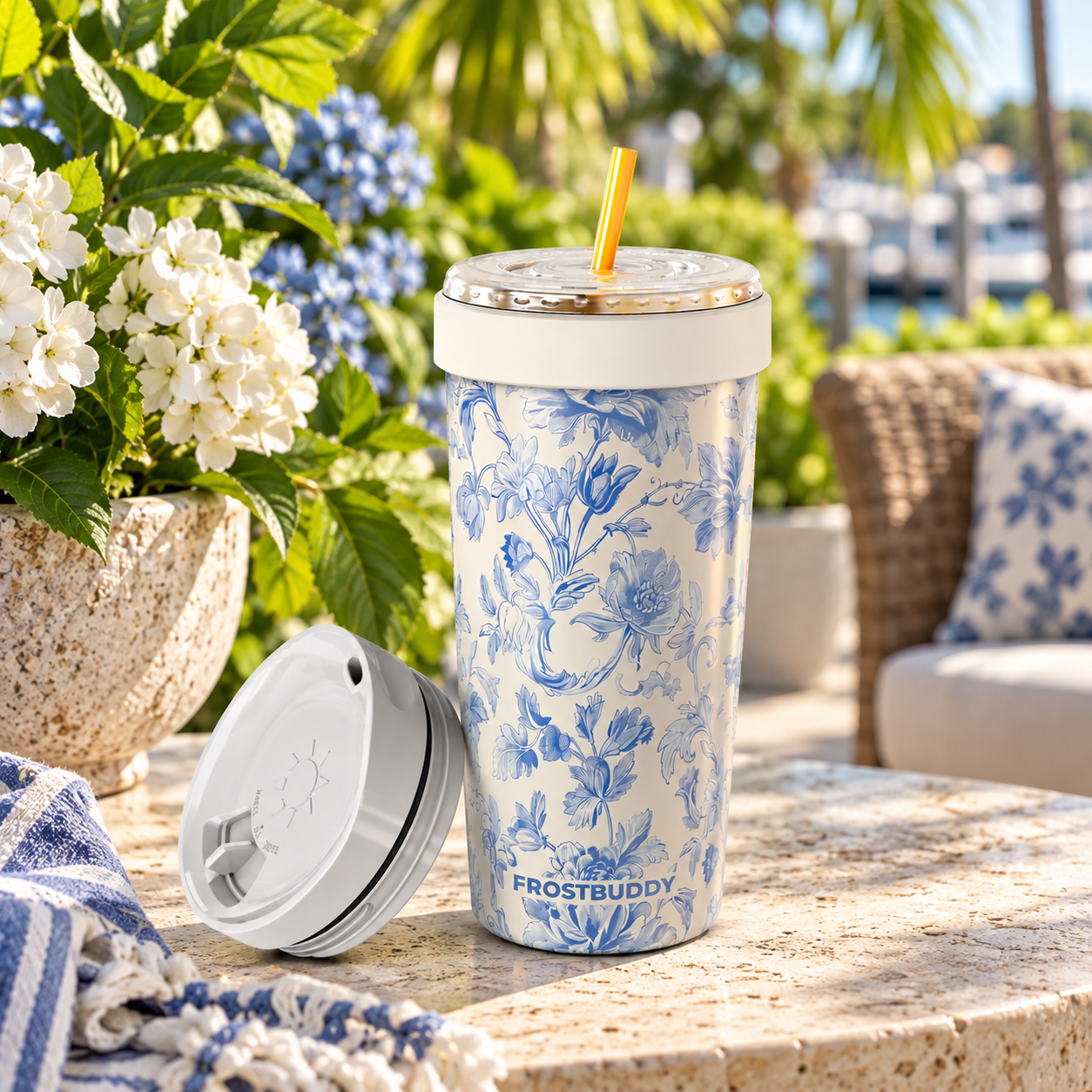 FrostBuddy To-Go Buddy 30oz - Blue Floral - Image 4