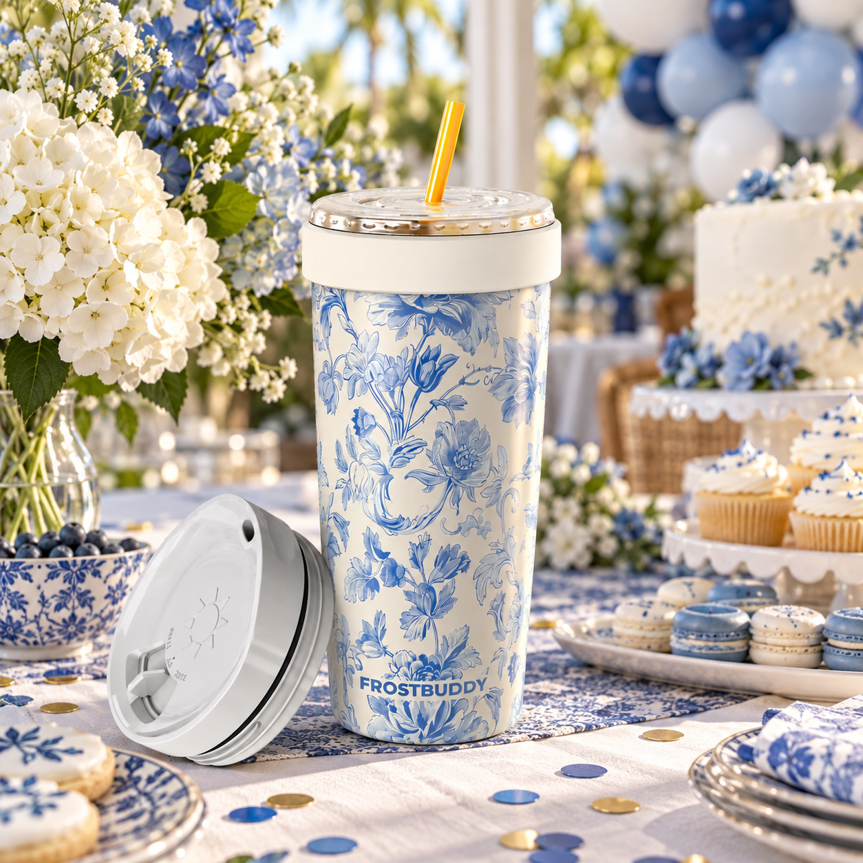 FrostBuddy To-Go Buddy 30oz - Blue Floral - Image 5