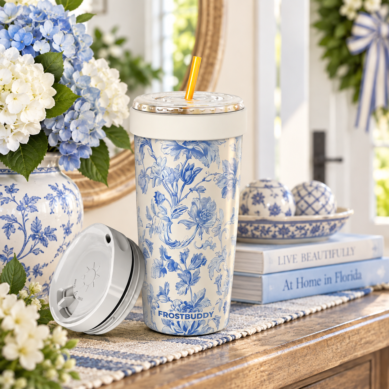 FrostBuddy To-Go Buddy 30oz - Blue Floral - Image 6