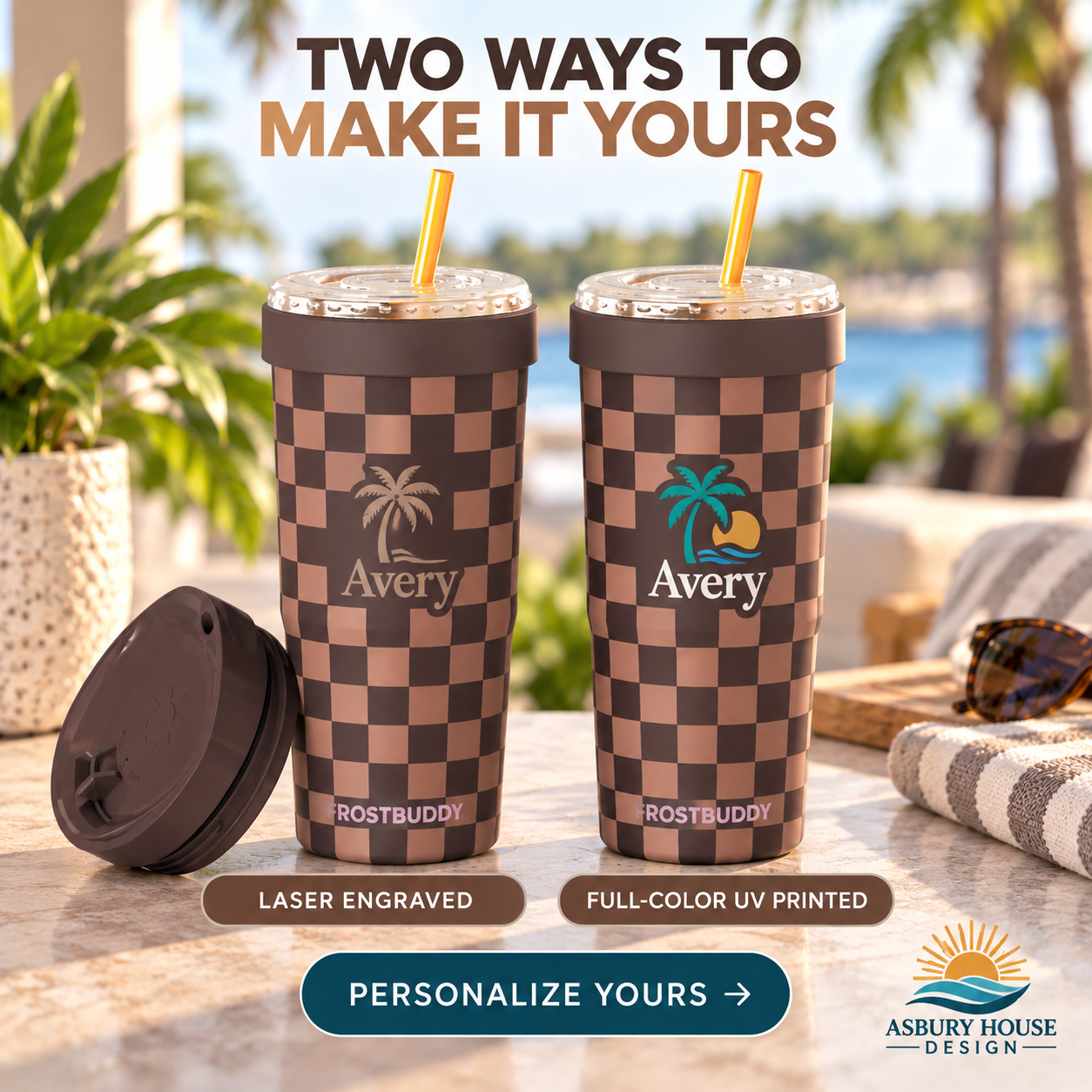 FrostBuddy To-Go Buddy 30oz - Espresso Checkered - Image 4