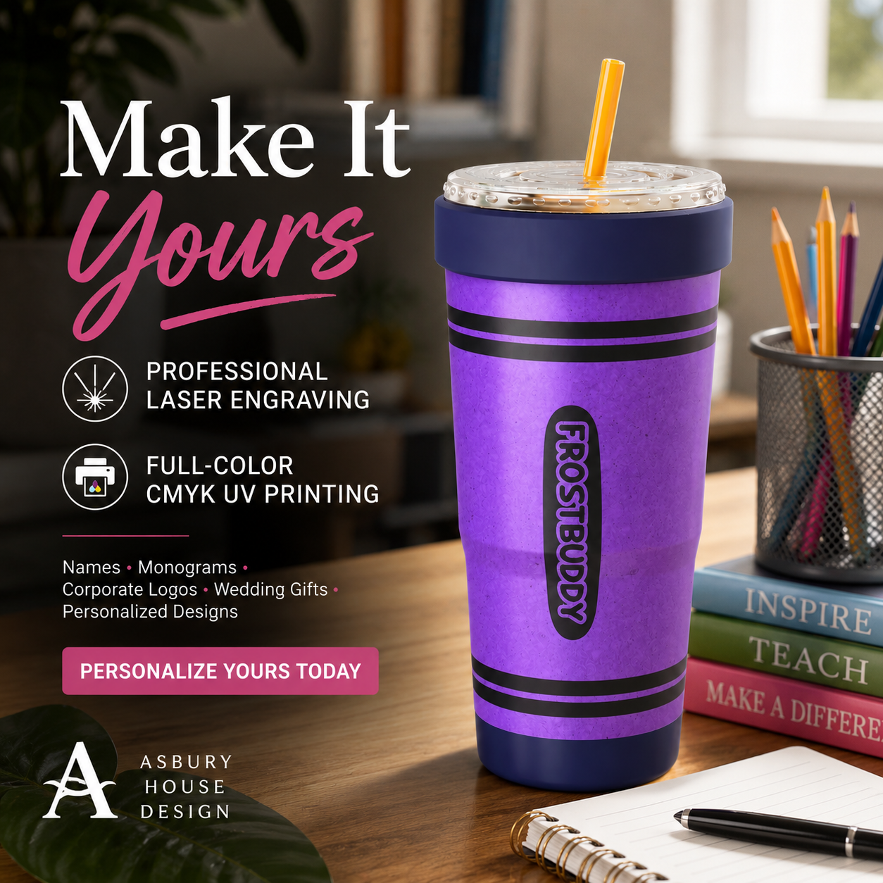 FrostBuddy To-Go Buddy 30oz - Purple Crayon - Image 2