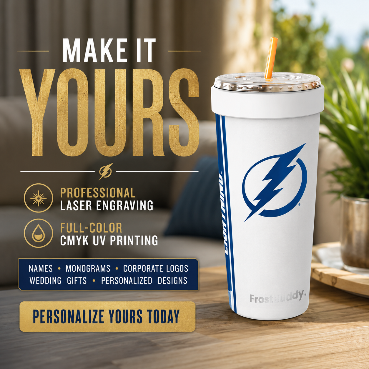 FrostBuddy To-Go Buddy 30oz - Tampa Lightning White - Image 2