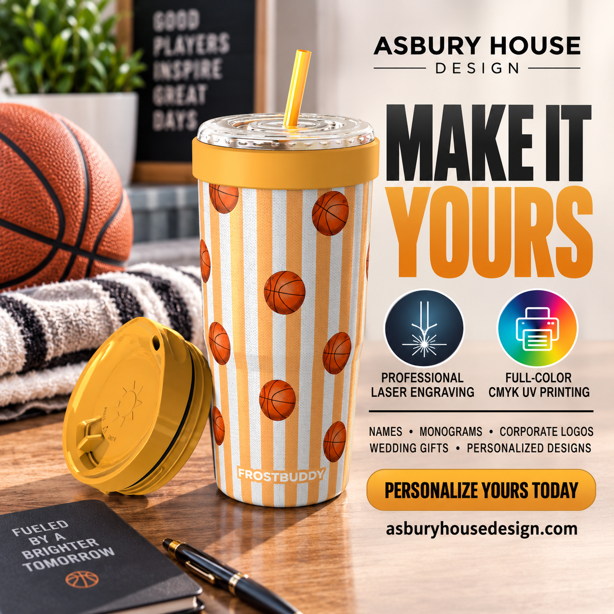 FrostBuddy To-Go Buddy 30oz - Vintage Basketball - Image 3