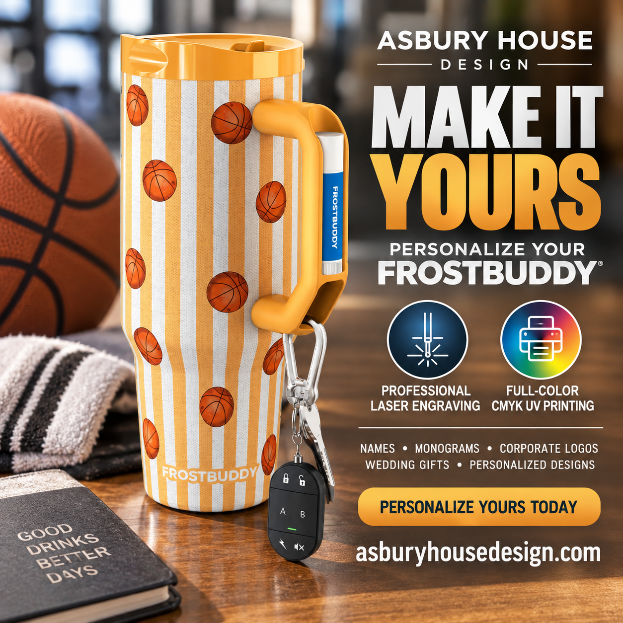 FrostBuddy Thicc Buddy 40oz - Vintage Basketball - Image 2